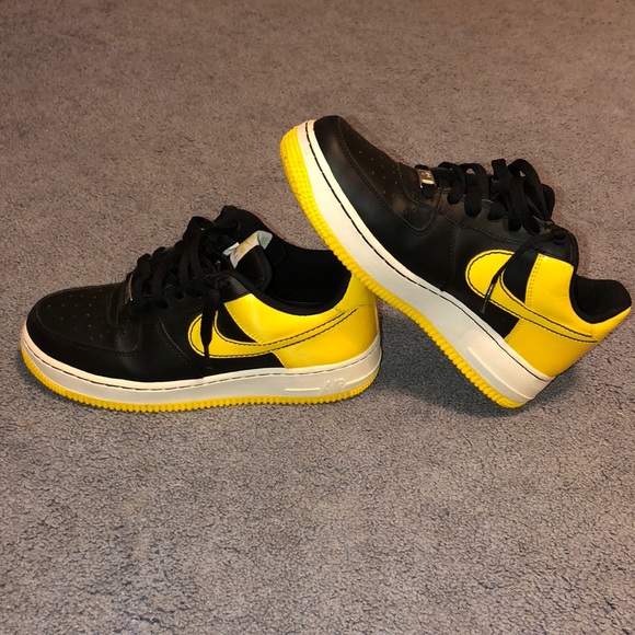 black and yellow air force ones high tops